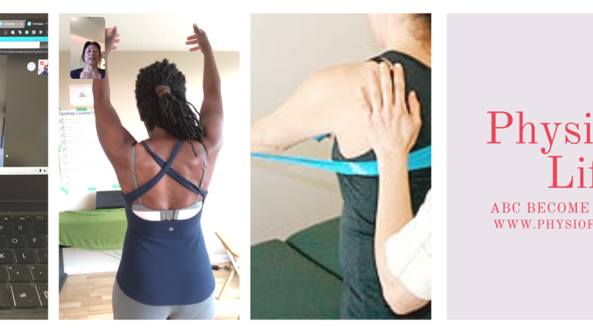 A banner of images with a physio working with clients